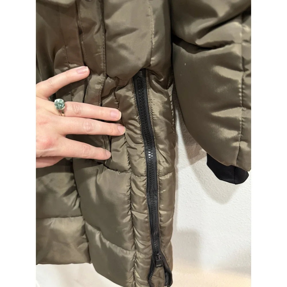 MADDEN GIRL Women's Olive GREEN Puffer‎ Jacket Size Large Long Cozy City - Picture 8 of 9